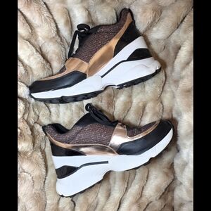 Michael Kors Black and Rose Gold Women's Sneakers